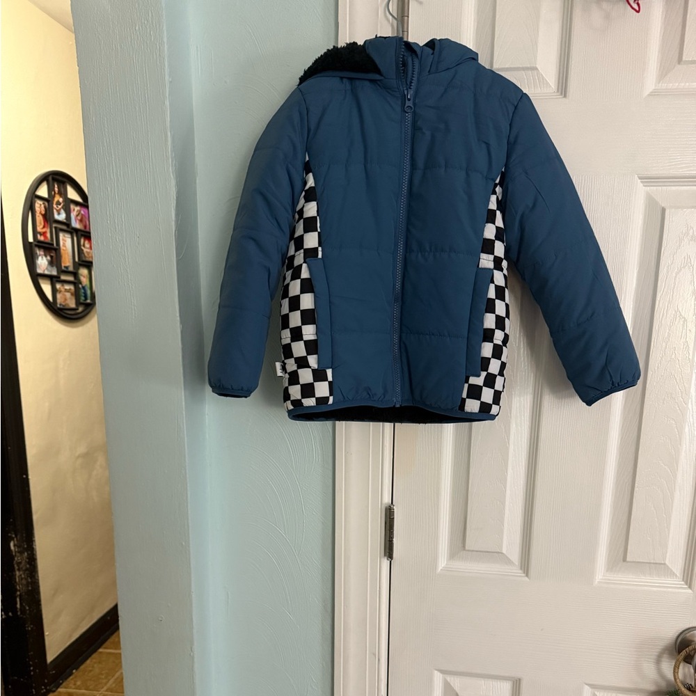 George Kids Blue Jacket with Checkered Sides